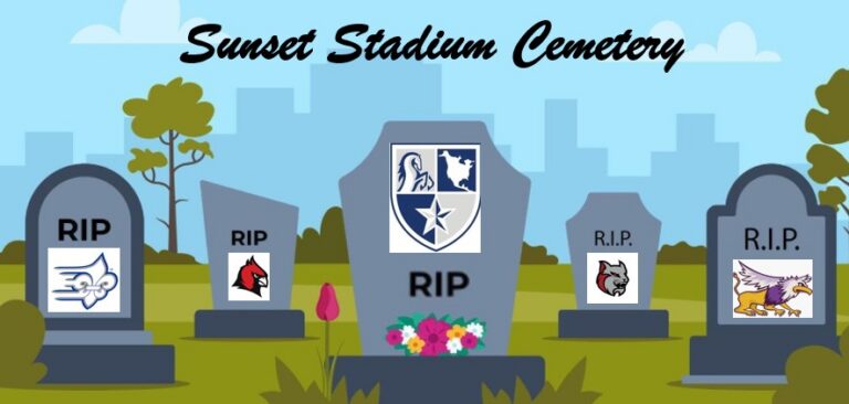 Tombstones of eliminated College Football programs in 2025