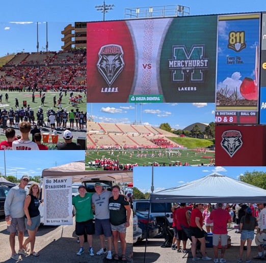 Collage of University of New Mexico Lobos Stadium visit 2026 versus Mercyhurst